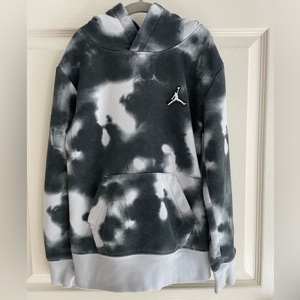 Nike Jordan Boys’ Black & White Tie-Dye Hoodie with Jumpman